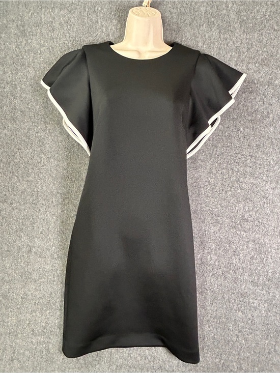 Calvin Klein Dresses & Skirts - Calvin Klein Dress Womens 8 Black Flutter Sleeve Ruffle Sheath Work Party